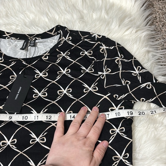 NWT Vero Moda Black Alberte Cilia Bow Top Long Sleeve Size XL - Picture 9 of 12